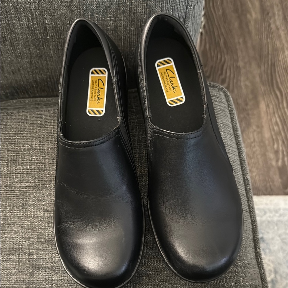 Clarks Black Slip-On Shoes